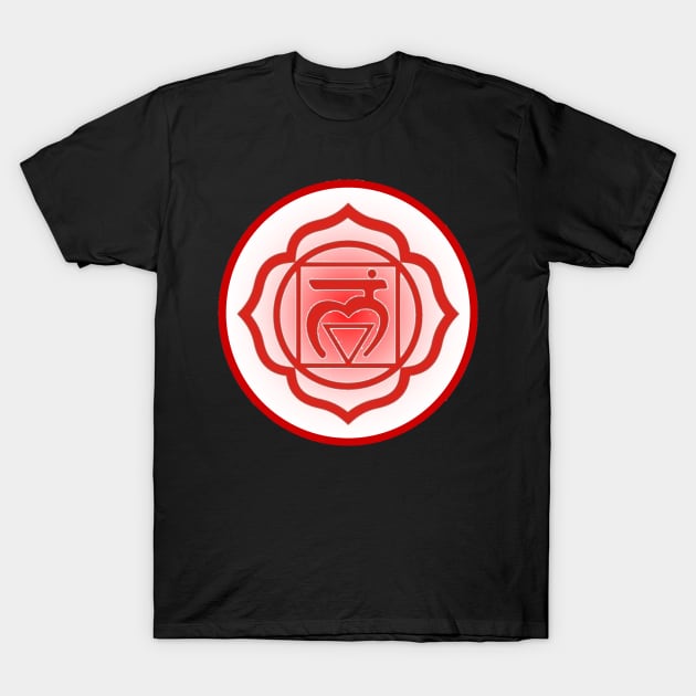 Grounded and balanced Root Chakra- Black T-Shirt by EarthSoul
